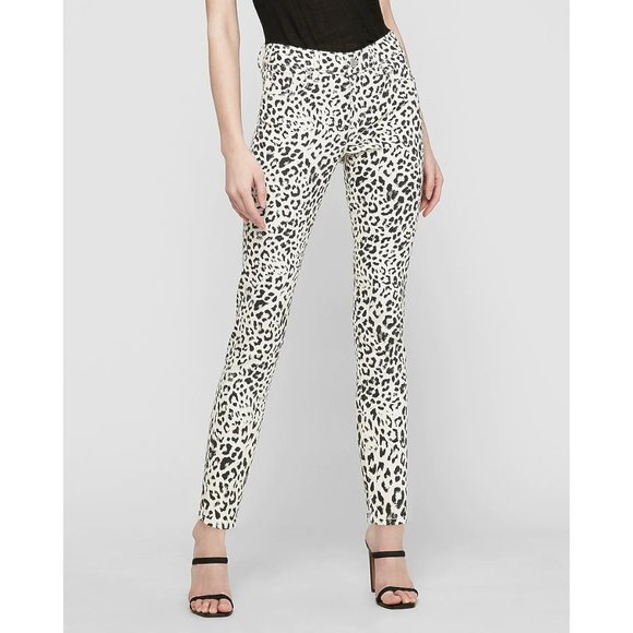 Express Mid Rise Skinny Ankle Jeans In Leopard Print 00 - Picture 1 of 2